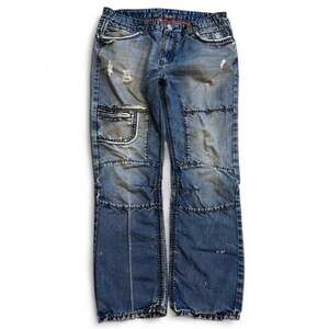 Isaac b. Vintage Y2K Distressed Cargo Denim Pants Size 38 Medium Wash